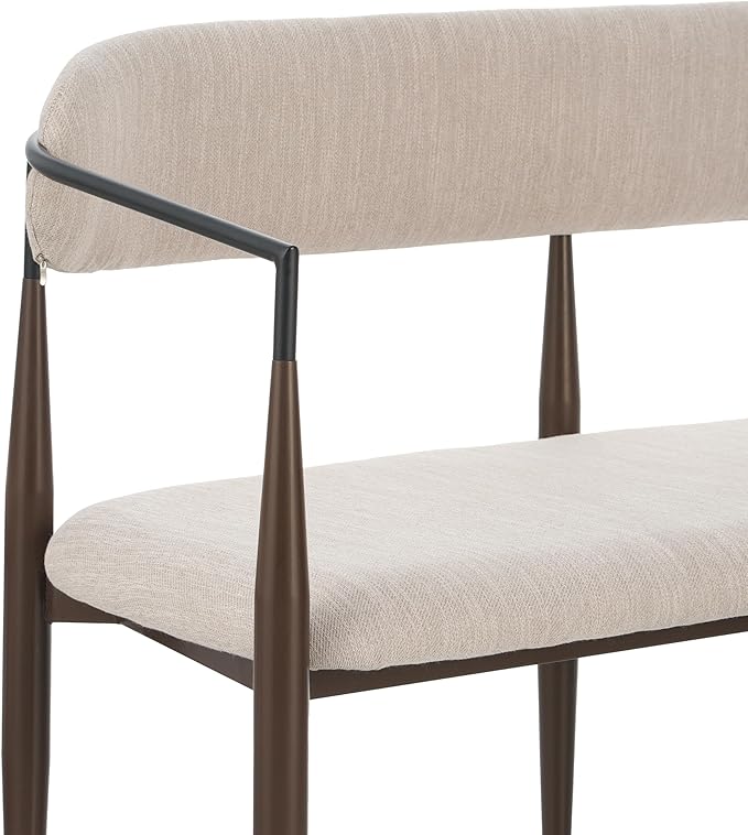55 Metal Loveseat SetteeModern Upholstered Sofa with Iron FrameUpholstered Plush SeatingBrown Trim &amp Open Backrest Compact Design for Small SpacesLiving RoomBedroomApartmentsLoftsBeige