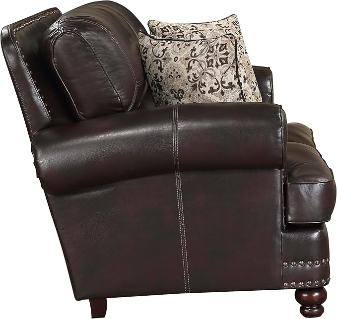 Lexicon Sébastien Breathable Faux Leather Living Room Loveseat Brown
