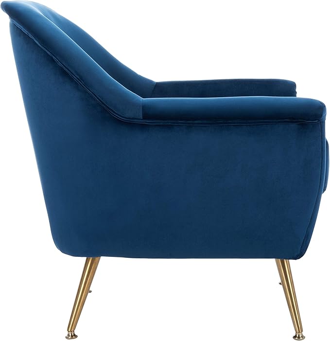 Safavieh Home Brienne Retro Glam Navy Velvet and Brass Arm Chair