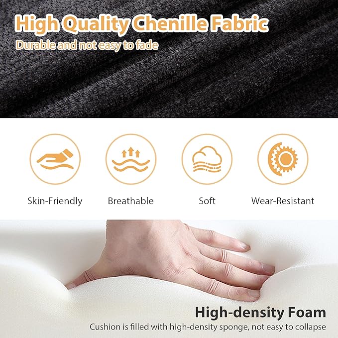 Mlmh &amp Kngwa 42 inch Boneless Accent Chair Comfy Reading Nook Chair Oversized Bean Bag Chenille Chairs Single Couch with Wide Armrest for Living Room Bedroom Apartment Black