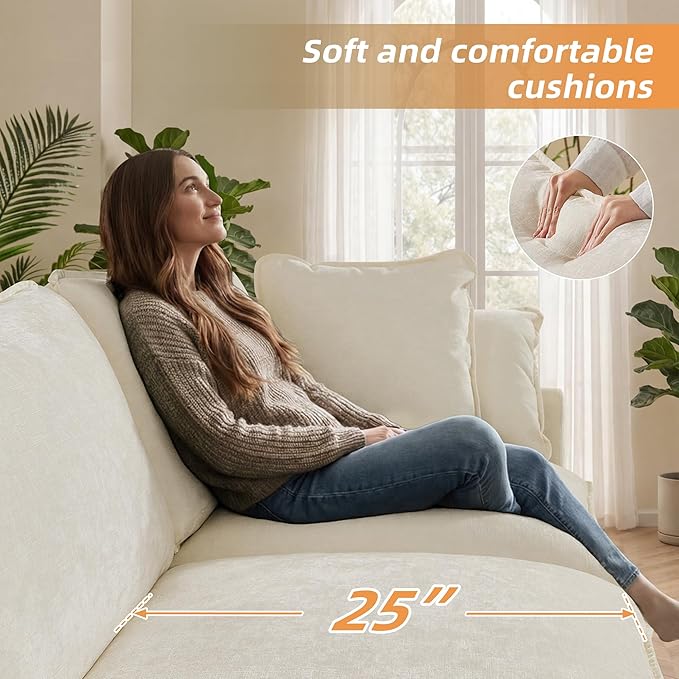 WorthFurni Modular Sectional Sofa with Storage Ottomans102 U-Shaped Cloud CouchComfy Modern Couches with Pillows &amp Upholstered Deep Seat Cushion for Apartment Living Room Bedroom（Beige）