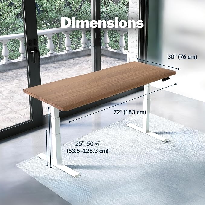 Vari ComfortEdge 72x30 Inch Electric Standing Desk – Height Adjustable Large Office Sit Stand VariDesk with Sloped Edge Memory Presets 180 LB Capacity + Tool-Free Assembly (Walnut)