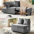 Sofa Bed 4-in-1 Convertible pull out Couch Velvet Love seat Couch Sleeper Chair Bed with 2 Throw Pillow Single Recliner with 5 Adjustable Backrests for Living Room Apartment Small Space Light Grey