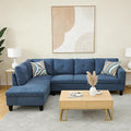 Modern L-Shaped Couch with Lounge Chaise Comfortable Sectional Sofa with Cushions and Sturdy Frame Perfect for Living Room Apartment Blue