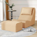 Giant Bean Bag Chair for AdultsCorduroy Chaise Lounge with Unrivaled Back Support Detachable Neck Pillow Comfortable Ottoman &amp Washable Cover for Living Room Bedroom Garden (Camel)