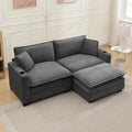 KIVENJAJA Corduroy Cloud Sectional Couch Modular Oversized Loveseat Sofa with Ottoman Cup Holders &amp USB Port Comfy 2 Seater Love Seat for Living Room Small Space 82.7”W Grey