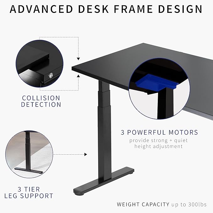 VIVO Electric 78 x 55 inch Square Corner Memory L Shaped Stand Up Desk Dark Walnut Table Top White Frame Corner Height Adjustable Workstation 3E-S Series DESK-KIT-3E5SWD