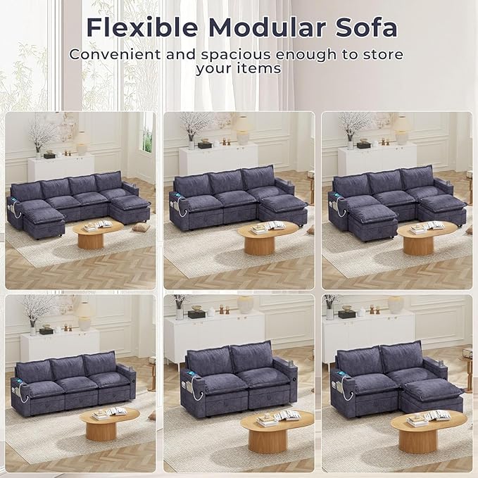 Modular Sectional Sofa 27.12 Storage Ottoman Module for Modular Sectional Sofa Living Room Coffee Table Ottoman Footrest for Convertible Sectional Couch DIY Combination Grey