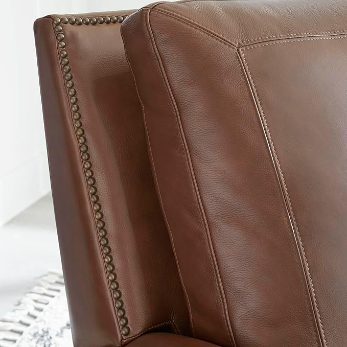 Parker Living Hunter - Chestnut Charm Manual Pushback Recliner Chair Top Grain Leather with Match Genuine Leather Recliner Comfortable