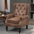 Coffee Microsuede Accent Chair Mid-Century Modern Living Room Chairs with Wingback Comfy Upholstered High Back Single Sofa Bedroom Reading Armchair with Solid Wood LegsEasy Assemble (Coffee)