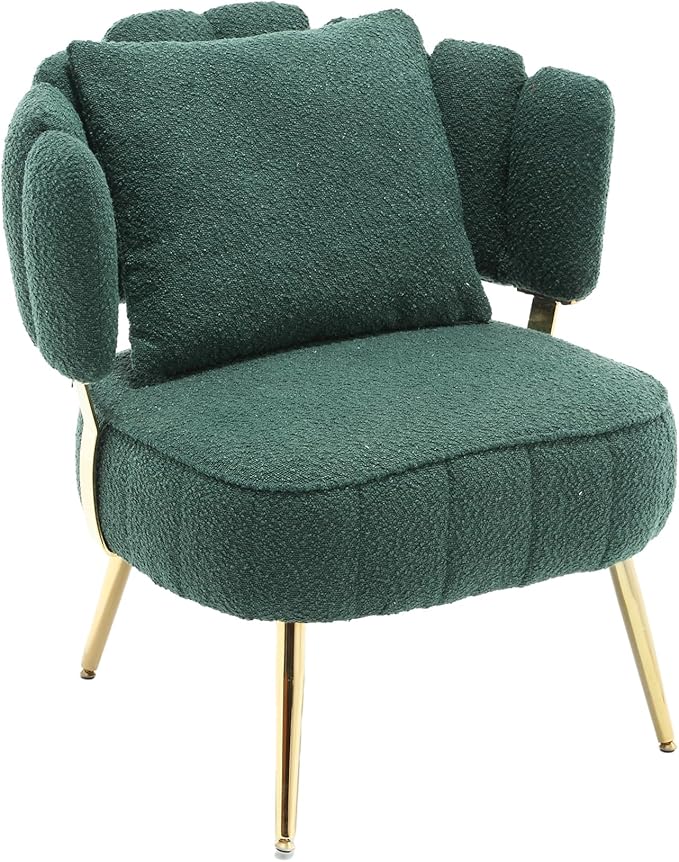Boucle Accent Chair Modern Upholstered Armchair Tufted Chair with Metal e Single Leisure Chairs for Living Room Bedroom