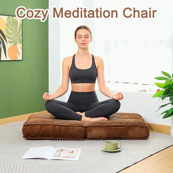 Adjustable Floor Chair with Back Support 6-Position Folding Meditation Chair Floor Sofa Chairs for Adults Comfy Accent Chairs for Reading Gaming Living Room Bedroom Coffee