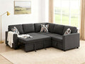 Sectional Sleeper Sofa with Pull Out Bed L Shape Convertible Couch with Storage Chaise Comfy Sleeper Couch 2 in 1 Pull Out Sofa Bed with 5 Seats for Living Room Apartment Black Gray