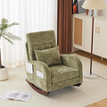 VINGLI Chenille Low Seat Rocking ChairUpholstered Nursery Glider Chair with Side PocketsAccent Arm Chair with High BackrestComfy Head RestSolid Woodfor Living Room Bedroom BalconyOlive Green