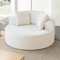 JACH Oversized Sofa Chaise with Three Pillows 50 Corduroy Deep Seat Single Sleeper Sofas Round Upholstered Lazy Floor Sofa for Living Room Apartment Beige