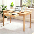 Solid Wood Desk40 Oak Wooden Desk with DrawersMid Century Modern Small Computer Desk with Drawers for Small Spaces Home Office Solid Wood Writing Desk (Wood Color-1 Drawers)