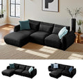 Sectional Sofa Couch Modern U Shaped Sectional Couch with Ottoman Modular Sectional Sofa Cloud Couches for Living Room (Black 3 Set + 1 Ottoman)