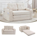 54 Convertible Sofa Bed 2-in-1 Boneless Folding Couch Bed with Cup Holder &amp Pocket Corduroy Fold Out Floor Couch with Pillows for Living Room Bedroom Small Spaces (Beige)