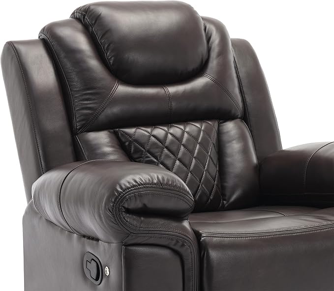 ERYE Manual Recliner Chair with LED Light Strip for Living Room Bedroom Manual Reclining Home Theater Seating Armchair Faux Leather Tufted