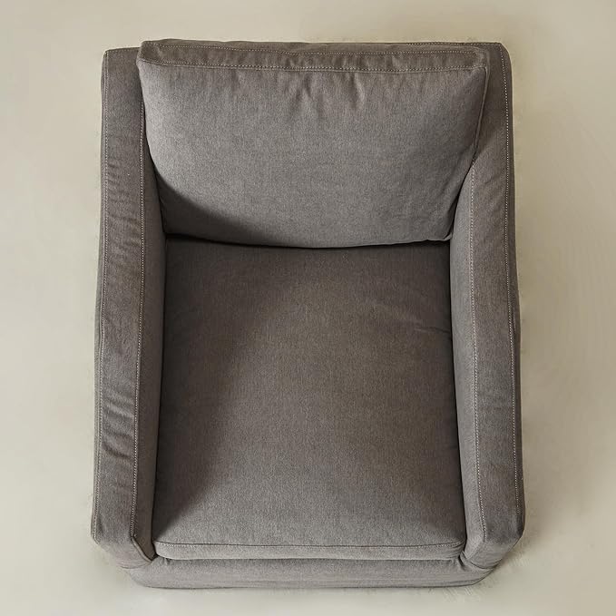 KINWELL 28 Wide Upholstered Down Fill Slipcovered Swivel Barrel Chair Modern Comfy Swivel Accent Chair with Pillow Back for Living Room Bedroom Fully Assembled (Slate Gray)