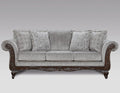 Hernen Carved Wood Frame Sofa Gray