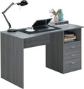 51 Classic Computer Desk with Drawers 3-Drawer Home Office Desk with Storage Grey