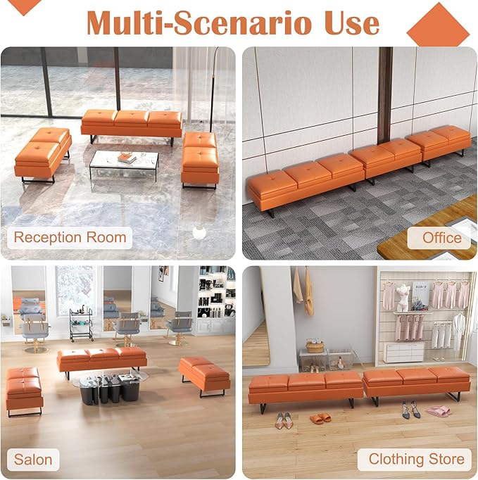 Kinfant Modern Futon Sofa Bed - Couch Bed with Soft Cushions for Living Room Bedroom and Small Space (Orange 7-Seater)