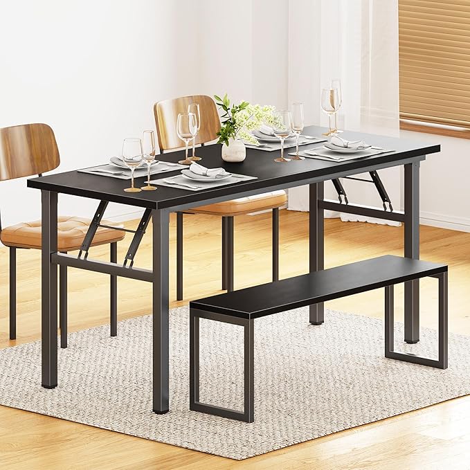 Folding Desk 62 inch No Assembly Folding Desks for Small Spaces Sturdy Foldable Computer Desk Functional Home Office Desks Study Writing Desk Office Table Workstation for Home Office Outdoor
