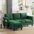 Nuturelly Sectional Sofa Couch Convertible L Shaped Sofas with Storage Ottoman Small Sectional Couches for Living Room 3 Seater Couch with Linen Fabric for Small Spaces Green