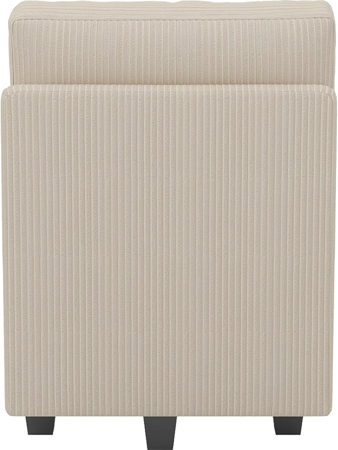 Belffin Corduroy Middle Seat Modular Sectional Couch Module Parts Convertible Modern Sectional Sofa Couch Beige
