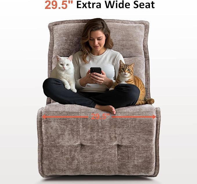 MCombo Wall Hugger Armless Power Recliner Chair with USB Ports 29.5 Extra Wide Seat Oversized Fabric Powered Reclining Sofa for Living Room Small Space ALR01