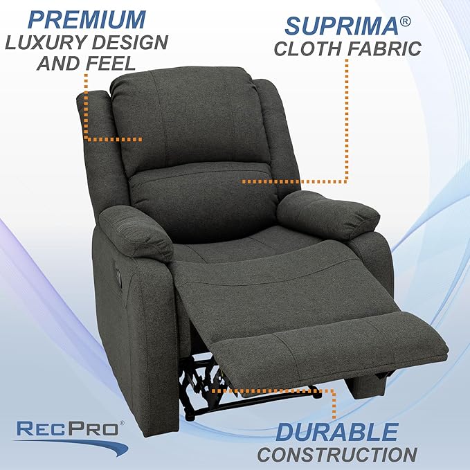 RecPro Charles Collection | 30 Zero Wall Wall Hugger Recliner | Slideout RV Living Room Chair | Cloth (Fossil 1 Chair)