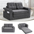 54 Convertible Sofa Bed 2-in-1 Boneless Folding Couch Bed with Cup Holder &amp Pocket Corduroy Fold Out Floor Couch with Pillows for Living Room Bedroom Small Spaces (Grey)