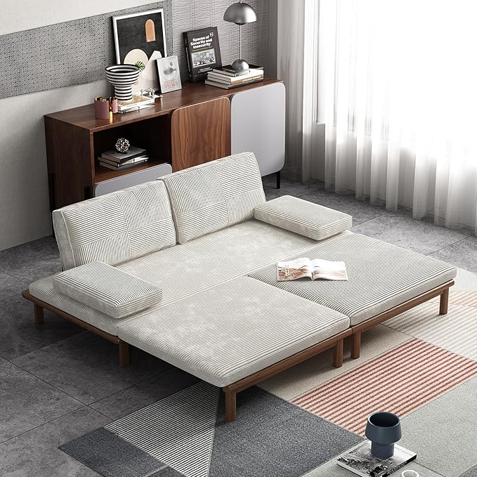 Lartis 78.7 Sofa Bed Sleeper Pull Out Couch Modern Couch Convertible Modern Futon for Living Room/Apartment/Bedroom Modular Design SofaFull Solid Wood Frame
