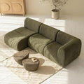 105 Curved Sectional Sofa with Chaise Boneless 3 Seater Modular Couch Reversible L-Shaped Couches with High-Density Foam Modern Lounge Comfort Sherpa Sofas for Living Room – No Assembly Green