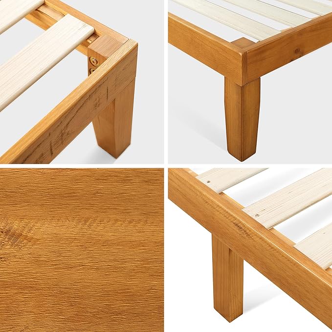 Zinus Alexia Wood Platform Bed Frame Solid Wood Foundation No Box Spring Needed Wood Slat Support Easy Assembly Rustic Pine Full
