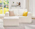 Hobestluk Modular Sectional Sofa Memory Foam Couch L Shape Sofa for Living Room Loveseat with Chaise Lounge Cloud Couch with Removable Cover (Stripe White Loveseat with Chaise)