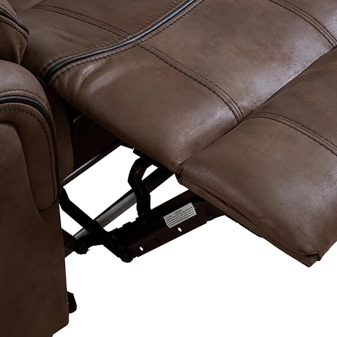 24/7 Shop at Home Amos Oversized Nursery Glider Recliner Chairs for Adults Manual Comfy Reading Couch Overstuffed Reclining Loveseat Sofa Adjustable Comfy Theater Seating for Living Room Brown