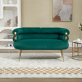 50”Velvet Accent Chair Loveseat SofaMid Century Modern Accent Arm Chair with Golden feetComfy Upholstered Leisure Couch with Wooden Framefor Living RoomBedroomApartment (Green)