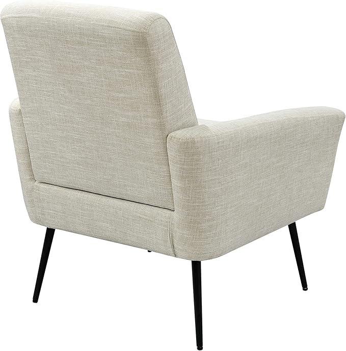 Mid Century Modern Upholstered Fabric Accent Chair Living Room Bedroom Leisure Single Sofa Chairwith Metal Legs TV armrest seat Suitable for Small Space Home Office Coffee ChairBeige