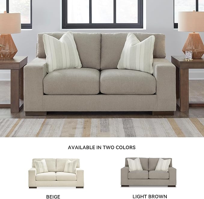 Signature Design by Ashley Maggie Contemporary Loveseat for Living Room Light Brown