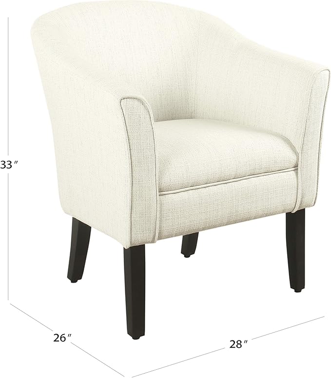 HomePop Barrel Shaped Accent ChairArm Rest White and Black