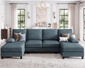 SUNLEI Sectional Couches for Living Room U Shaped Sectional Sofa Couch with 50.4 D Double Chaise and 4 Seat with Linen Fabric Modern Living Room Furniture Sets Dark Grey