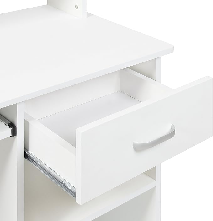 Best Choice Products Commercial Home Computer Laptop Work Station Desk Table w/Removable Shelf Divider Open Back for Home College Office - White