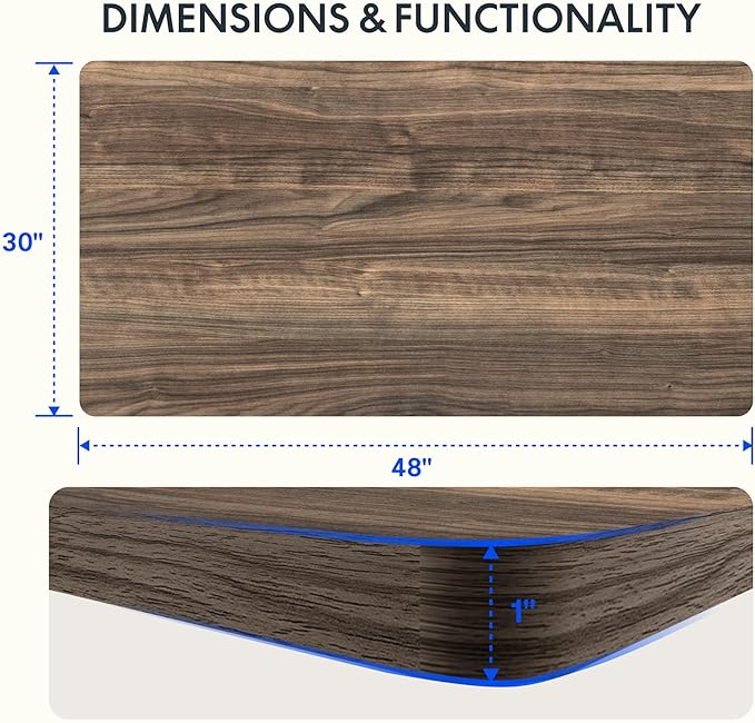 FLEXISPOT Whole Piece 48x30 Desktop 1 Thickness Height Adjustable Desk Rectangular Tabletop Black Walnut Board (48INCH Black Walnut)