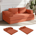 MeMoreCool Convertible Sofa Bed Folding Floor Couch Bed Queen Pull Out Sleeper Couch with Pillows Fold Out Futon Sofa for Bedroom Living Room Small Space Corduroy Orange