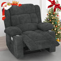 Recliner Chair for Adults Oversized Fabric Manual Pull Tab Reclining Chair with Cup Holders Minimalist Style Single Sofa for Living Room RV (Grey)