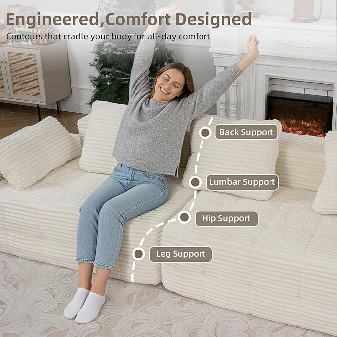 126 Modular Sleeper Couch Sectional Couches for Living Room Ergonomic Memory Foam Sleeper Sofa Oversized Loveseat Sofa Bed Bedroom Apartment Office | Ergonomic No Assembly Required