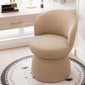 Rowill 360 Degree Swivel Vanity Chair Barrel Textured Accent Chair with Boucle Fabric Modern Khaki Accent Chairs for Living Room Dressing Room Reading Nook
