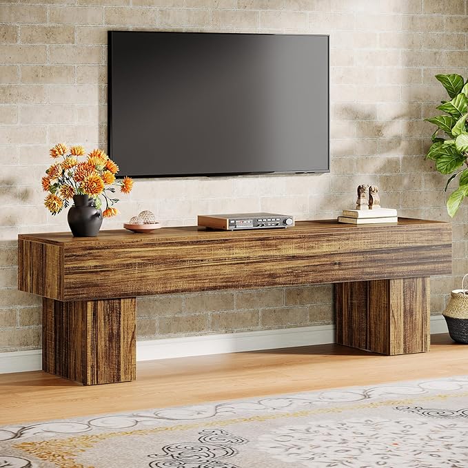 Tribesigns 63 TV Stand Farmhouse Entertainment Center Low TV Console Table for Living Room Long Media Console Television Stands for 55/60/65 Inch TV